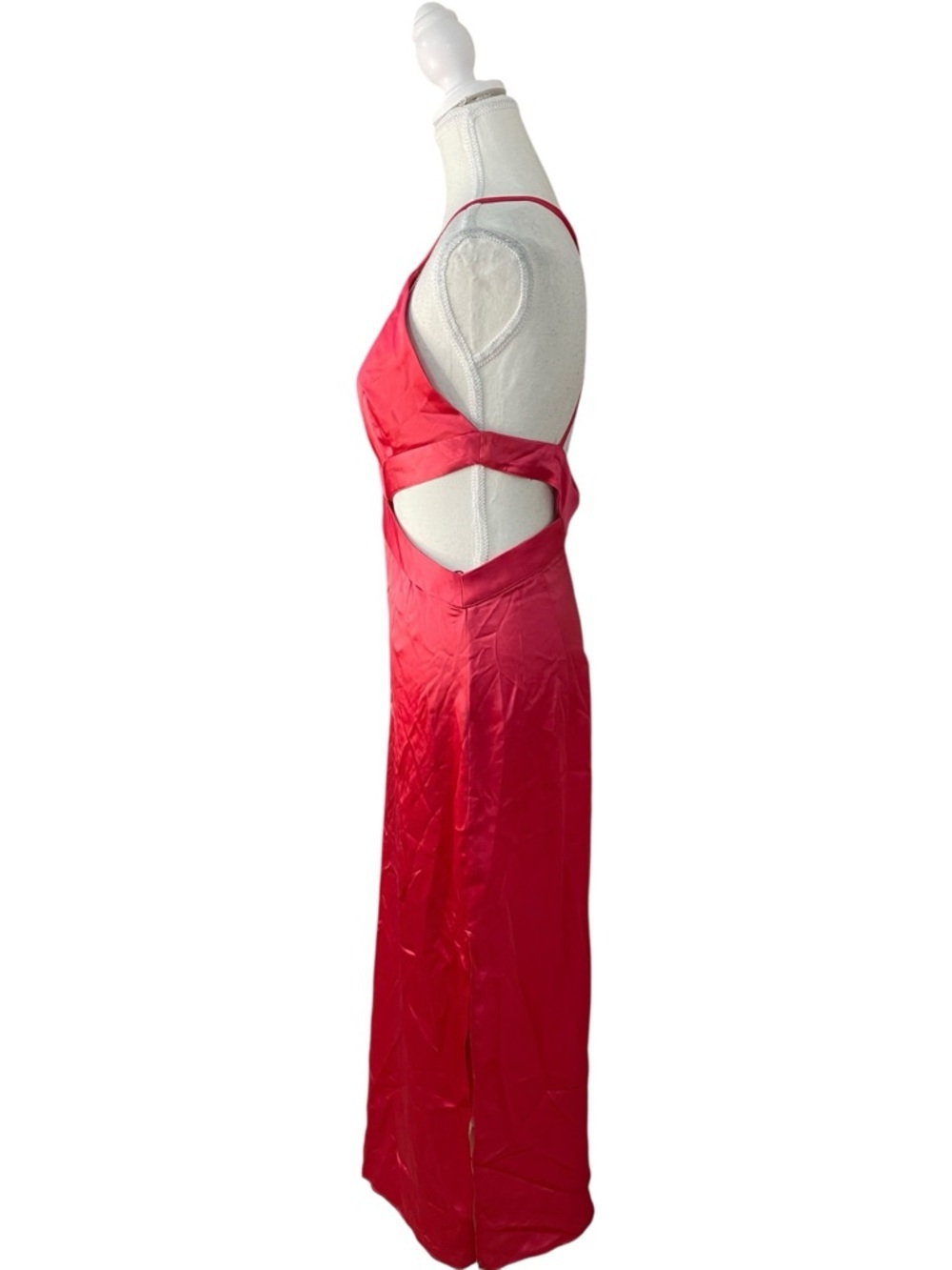 Zara Satin Cut-Out Midi Dress Pink - Picture 5 of 16